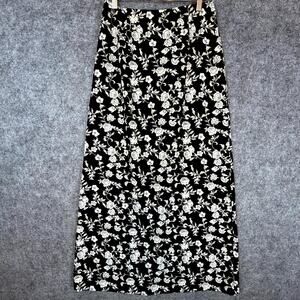 Vintage Noe Skirt Womens 9/10 Black White Dark Romantic 90s Roses Romantic